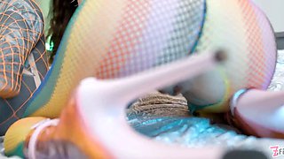 Tattooed slut’s arsehole gets fist demolished fat gape & dirty ass-to-mouth with big vibrator