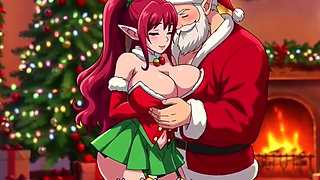 Santa give special gift to busty milf on Christmas