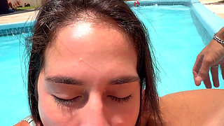 Alone in the Pool I'm a Whore, Broken Throat and Wet Pussy, Swallowing Cum