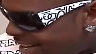 Black Slut with Colored Hair Doggystyle Fucked in Threesome by a Big Black Cock