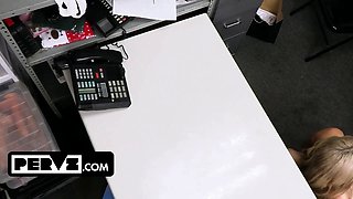 Curvy blond milf Lory Lace gets lubricated up and penalized for shoplifting
