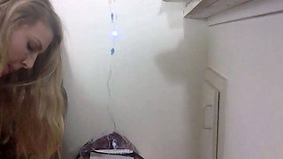 Innocent Busty blonde fingering and toying pussy