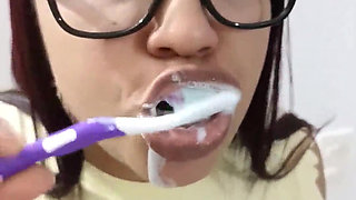 18 year old brunette big saggy tits from New York United States fucking her stepbrother's big dick part 17