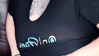 Amateur young brunette enjoys dildo on solo masturbation