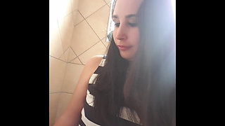 Slut Films How She Pisses in Toilet, Licks Toilet Seat, Rubs Pussy