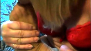 Mature lady plays with her feet in pantyhose and gets cummed