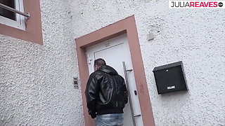 Slut eats cum after sucking and riding a monster cock