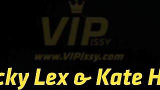 Emotional Licky Lex and Kattie Hill's extreme pissing xxx