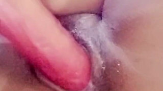 Maroon Dildo up My Red Hot Cunt and Ass