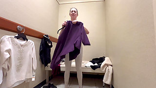 Mall Try on Flashing Showing to Her Client New Collections