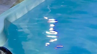 Caught in the Act! Two Brunettes Caught Masturbating in the Condo's Pool