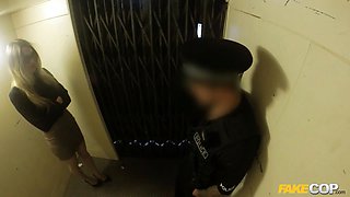 Long legged uk blonde beauty fucking in an elevator by a policeman - faux cop