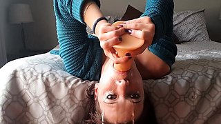 Extreme Dildo Facefuck: Solo Female BDSM Fun