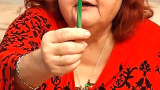 BBW Nurse Vicki Is Sucking and Licking a Candy Cane Fir You
