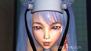 Cute japanese student and hardcore machine