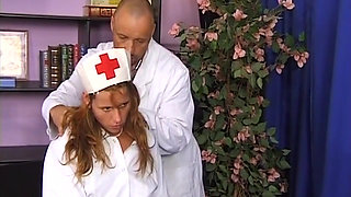 Redhead Nurse Spreads for Doctor Deep Exam