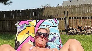Hotwife Lexi Love Masturbates in the Yard While Neighbor Is Outside!