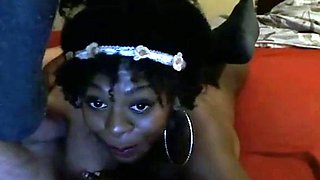 Big-Titted Black Girl Loves White Cocks on Cam