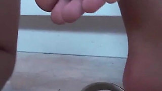 Licking and worship of her soles and flip-flops