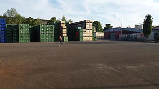 Granny Walking Outside in Black Leggins