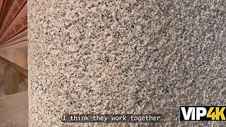 Curly girl got to fuck a guy they tried to scam, while her partner sat and watched POV