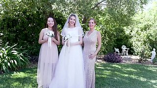 European babe in a bride outfit sucks and fucks