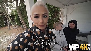 Vip4k. nailed a hot blondie in a three-way, her boyfriend was cuckolding