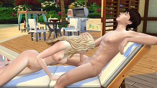 Couple in love have sex in public on the beach