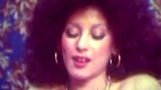 Retro Curly Brunette Classic with Vintage Bedroom Passion