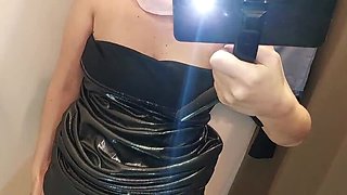 Horny Brunette MILF Shows Off Hairy Pussy & Big Tits in Tight Pantyhose - Amateur Wife Naughty Fun