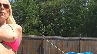 Poolside Bikini Tits Bouncing Orgasm