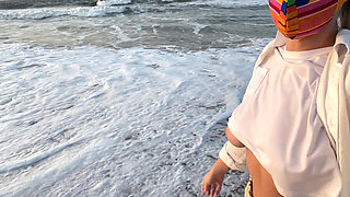 Blonde Amateur with Big Tits Is Walking Without a Bra