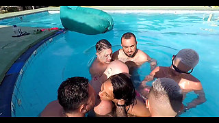 Gangbang with the Sluttiest Married Woman in Floripa, 7 Men Fucking Her Hairy.