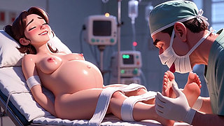 Naughty Doctor Sucking Pregnant Patient Toes in Surgery