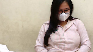 A beautiful female college student is on school break.
