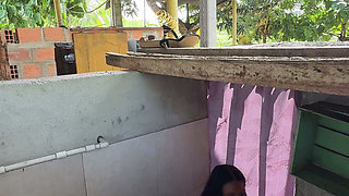 Horny Stepsister Calls Her Husband's Stepcousin From the Bathroom to Have Him Fuck Her