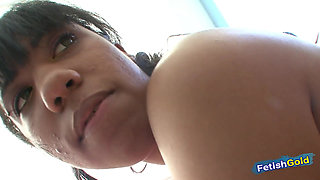 Busty brunette teen seduces her step father and gets a good fuck while stepmom is away