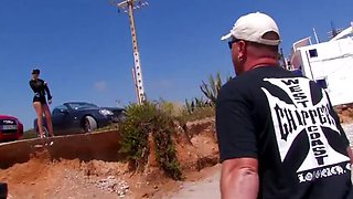 Hot blonde dragged and ass fucked on a lonely beach