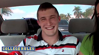 College rules - schoolgirls submit the nastiest video with public flashing, oral jobs, and hot dreams