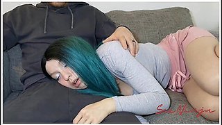 Step Brother Fucks My Mouth After I Rested On His Lap