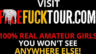 Black babe white dick deep throating cries, spits and swallows