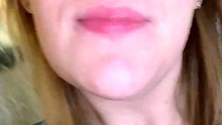 Pregnant blonde masturbates close up