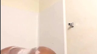 Amateur black Diamond takes a shower and masturbates