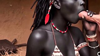 Village Beauty Tribal Women Try White Cock First Time (AI)