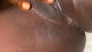 Hot Dark-Skinned Ebony Nymph  Enjoys  Pov Oil Masturbation