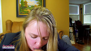 Busty Cute Blonde Coed Tara Bounces Huge Tits During Wild Deepthroat!