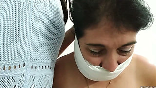Lesbian MILF Play Partners Tied Naked, Spanked and Gagged by Teen Girl