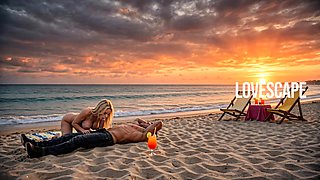 Blonde Sucks Cock On The Beach (AI)