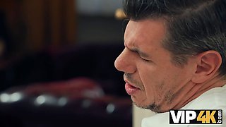 Vip4k. magnificent dark haired thinks that the whistle is a message to suck an older cock