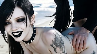 Busty Goth Rough Pounding On Icy Beach (AI)